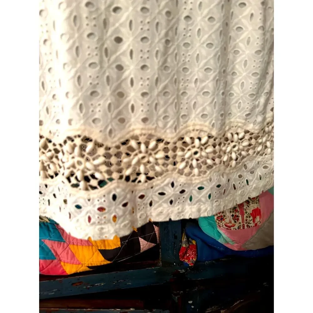 CALYPSO ST BARTH LACE EYELET BEADED MINI SHEATH DRESS W/ POCKETS